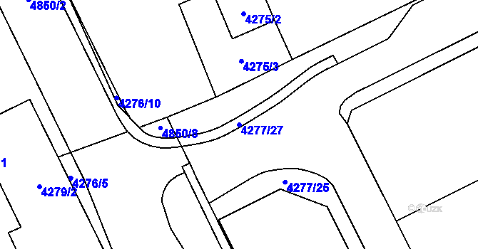 Parcela st. 4277/27 v KÚ Vysoké Mýto, Katastrální mapa