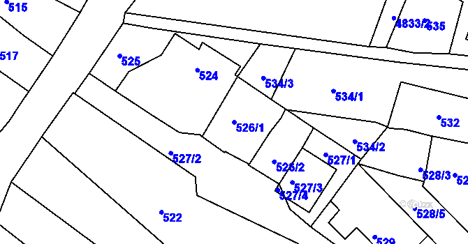 Parcela st. 526/1 v KÚ Vysoké Mýto, Katastrální mapa