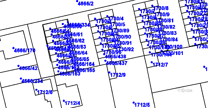 Parcela st. 4666/438 v KÚ Vysoké Mýto, Katastrální mapa