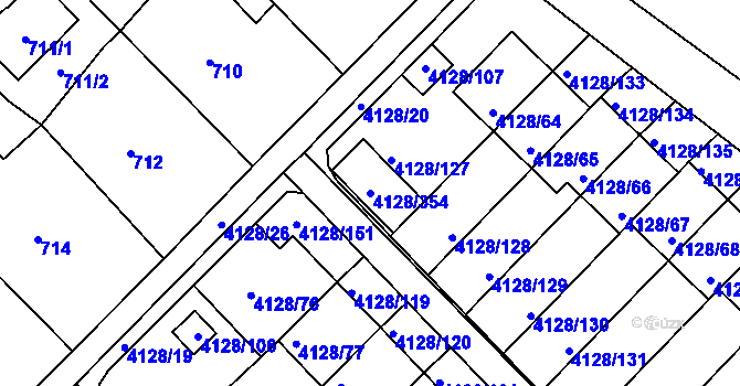 Parcela st. 4128/354 v KÚ Vysoké Mýto, Katastrální mapa