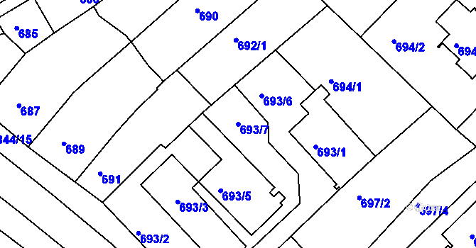 Parcela st. 693/7 v KÚ Vysoké Mýto, Katastrální mapa