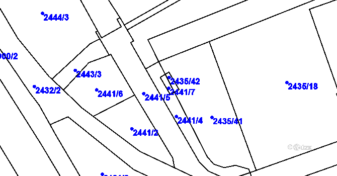 Parcela st. 2441/7 v KÚ Vysoké Mýto, Katastrální mapa