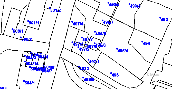Parcela st. 497/8 v KÚ Vysoké Mýto, Katastrální mapa
