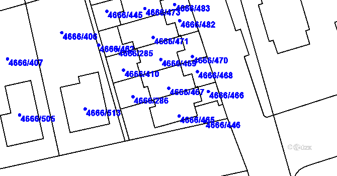 Parcela st. 4666/467 v KÚ Vysoké Mýto, Katastrální mapa