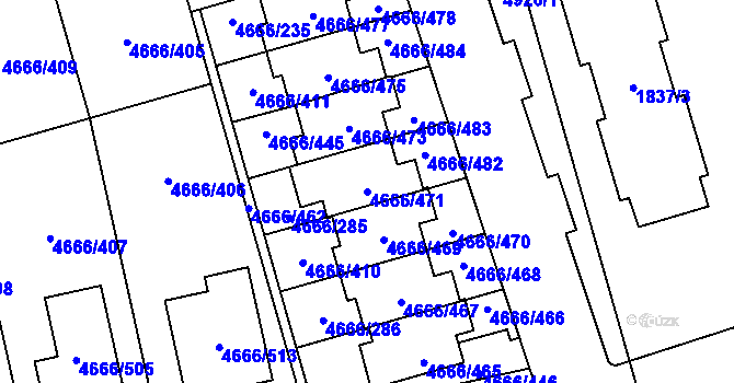 Parcela st. 4666/471 v KÚ Vysoké Mýto, Katastrální mapa