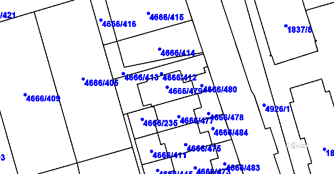 Parcela st. 4666/479 v KÚ Vysoké Mýto, Katastrální mapa