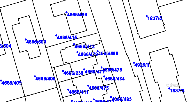 Parcela st. 4666/480 v KÚ Vysoké Mýto, Katastrální mapa