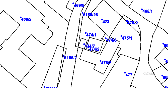 Parcela st. 474/7 v KÚ Vysoké Mýto, Katastrální mapa