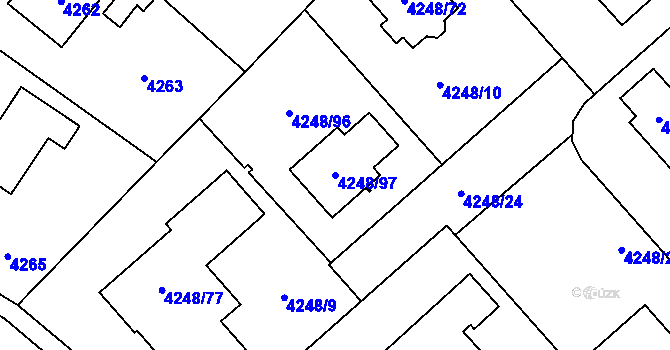 Parcela st. 4248/97 v KÚ Vysoké Mýto, Katastrální mapa