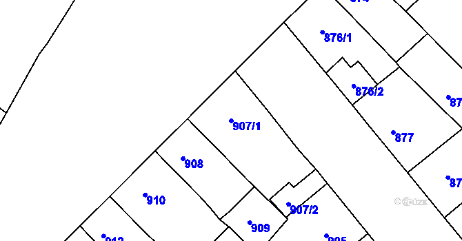 Parcela st. 907/1 v KÚ Vysoké Mýto, Katastrální mapa