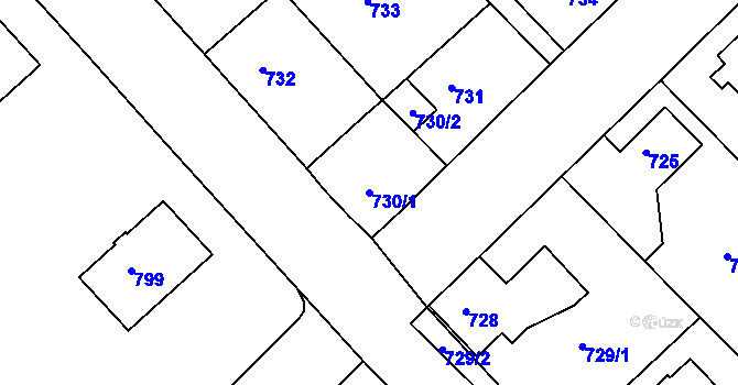 Parcela st. 730/1 v KÚ Vysoké Mýto, Katastrální mapa