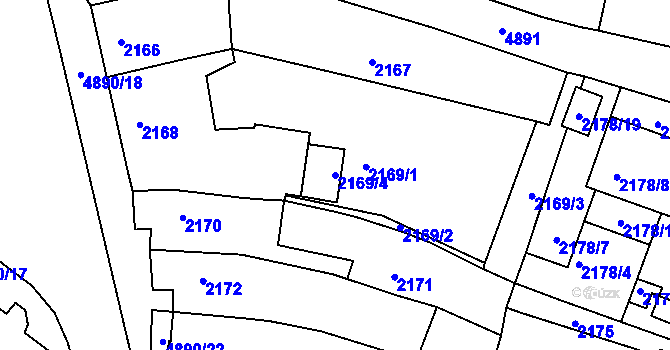 Parcela st. 2169/4 v KÚ Vysoké Mýto, Katastrální mapa