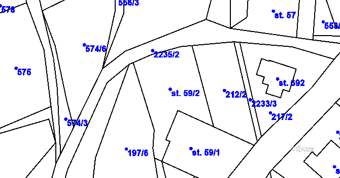 Parcela st. 59/2 v KÚ Vysoké nad Jizerou, Katastrální mapa