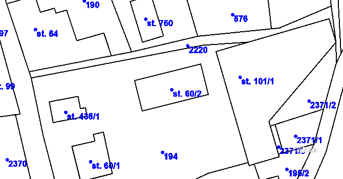 Parcela st. 60/2 v KÚ Vysoké nad Jizerou, Katastrální mapa