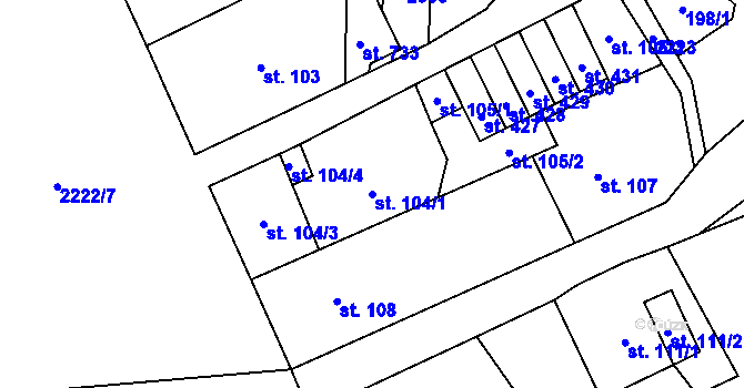 Parcela st. 104/1 v KÚ Vysoké nad Jizerou, Katastrální mapa