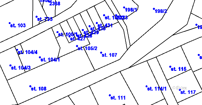 Parcela st. 107 v KÚ Vysoké nad Jizerou, Katastrální mapa