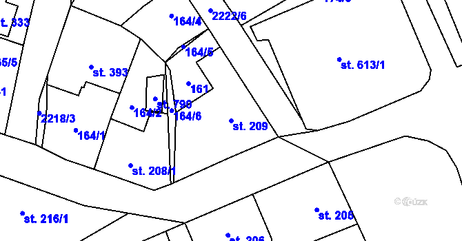 Parcela st. 209 v KÚ Vysoké nad Jizerou, Katastrální mapa