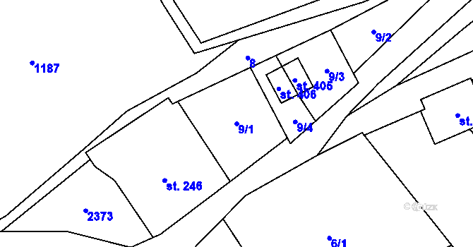 Parcela st. 9/1 v KÚ Vysoké nad Jizerou, Katastrální mapa