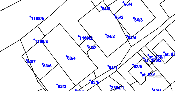 Parcela st. 63/2 v KÚ Vysoké nad Jizerou, Katastrální mapa