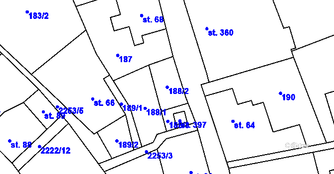 Parcela st. 188/2 v KÚ Vysoké nad Jizerou, Katastrální mapa