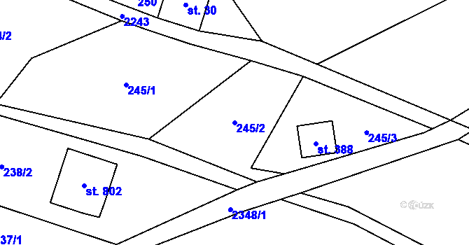Parcela st. 245/2 v KÚ Vysoké nad Jizerou, Katastrální mapa