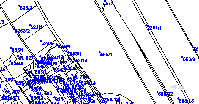Parcela st. 586/1 v KÚ Vysoké nad Jizerou, Katastrální mapa
