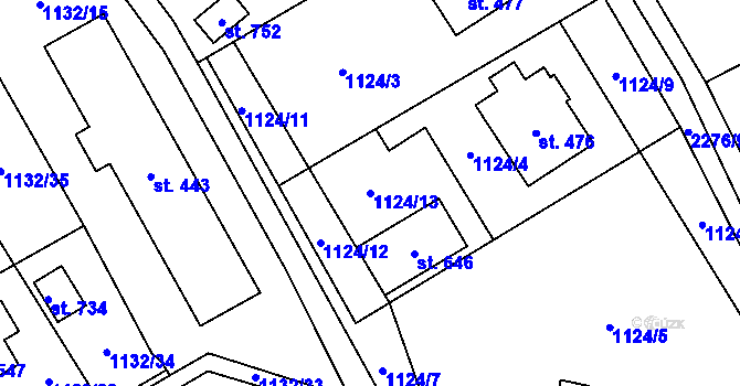 Parcela st. 1124/13 v KÚ Vysoké nad Jizerou, Katastrální mapa