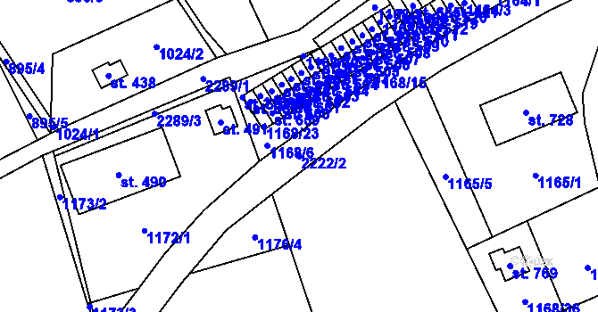 Parcela st. 2222/2 v KÚ Vysoké nad Jizerou, Katastrální mapa