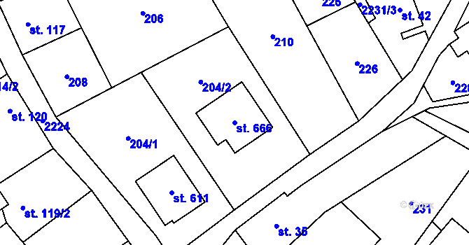 Parcela st. 666 v KÚ Vysoké nad Jizerou, Katastrální mapa