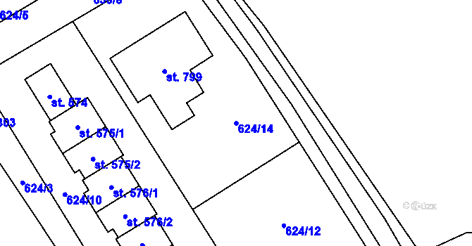 Parcela st. 624/14 v KÚ Vysoké nad Jizerou, Katastrální mapa