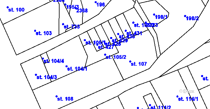 Parcela st. 105/2 v KÚ Vysoké nad Jizerou, Katastrální mapa