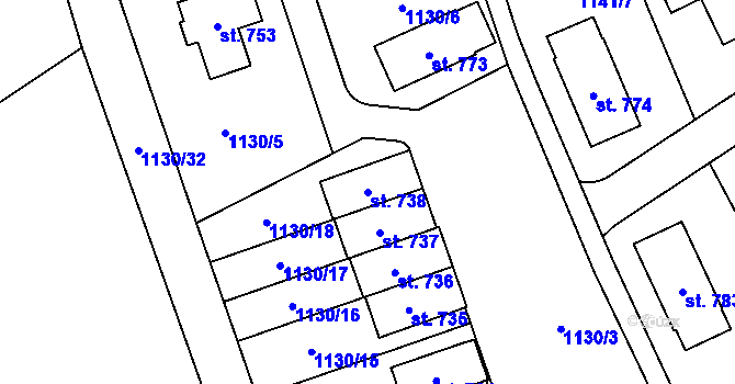 Parcela st. 738 v KÚ Vysoké nad Jizerou, Katastrální mapa