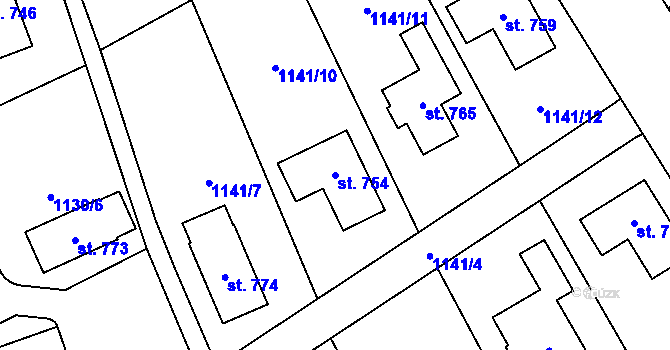 Parcela st. 754 v KÚ Vysoké nad Jizerou, Katastrální mapa