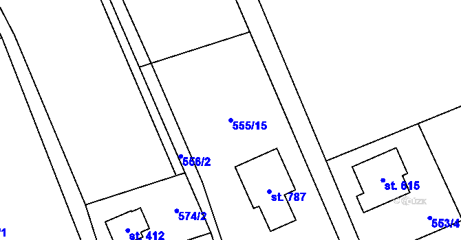 Parcela st. 555/15 v KÚ Vysoké nad Jizerou, Katastrální mapa