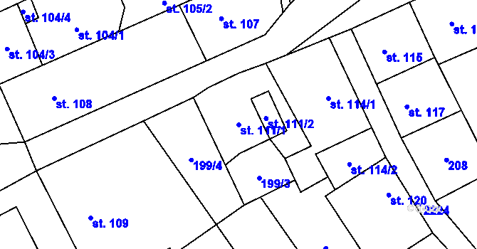 Parcela st. 111/1 v KÚ Vysoké nad Jizerou, Katastrální mapa