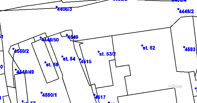 Parcela st. 53/2 v KÚ Vysoké Pole, Katastrální mapa