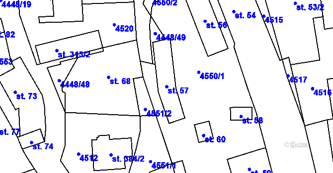 Parcela st. 57 v KÚ Vysoké Pole, Katastrální mapa
