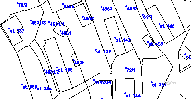 Parcela st. 132 v KÚ Vysoké Pole, Katastrální mapa