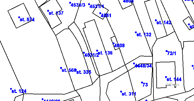 Parcela st. 136 v KÚ Vysoké Pole, Katastrální mapa