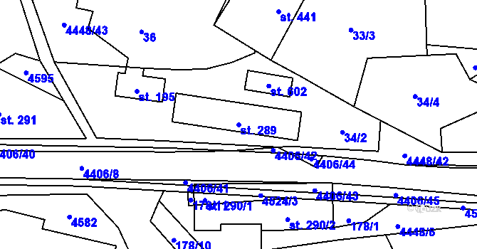 Parcela st. 289 v KÚ Vysoké Pole, Katastrální mapa