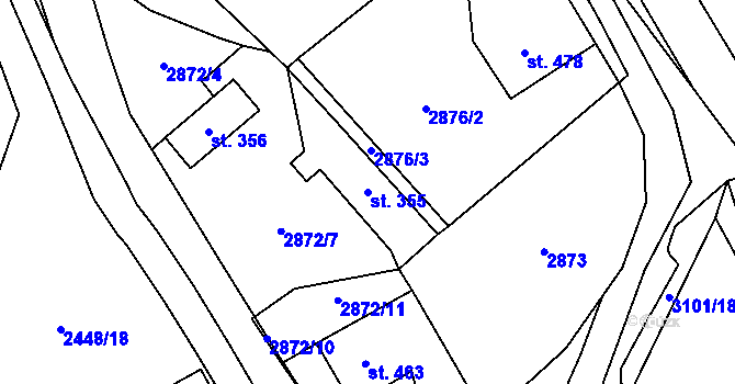 Parcela st. 355 v KÚ Vysoké Pole, Katastrální mapa