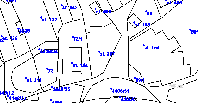 Parcela st. 367 v KÚ Vysoké Pole, Katastrální mapa