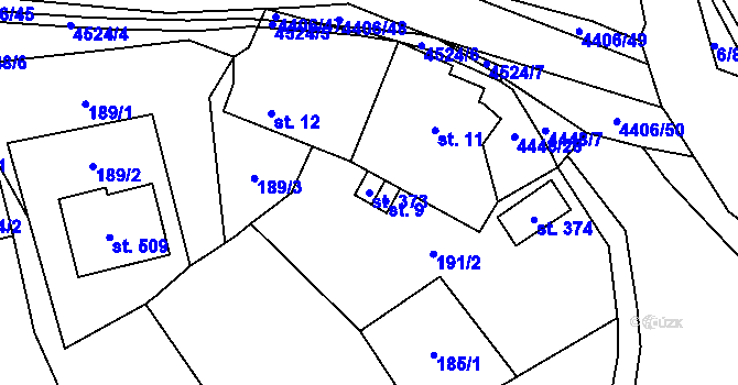 Parcela st. 373 v KÚ Vysoké Pole, Katastrální mapa