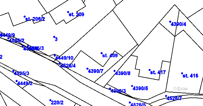 Parcela st. 409 v KÚ Vysoké Pole, Katastrální mapa