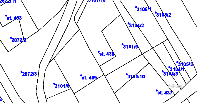Parcela st. 436 v KÚ Vysoké Pole, Katastrální mapa