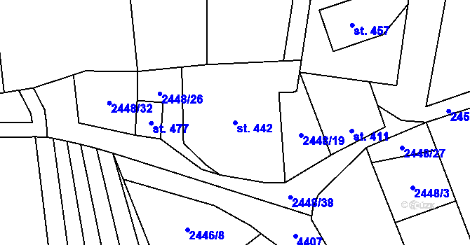 Parcela st. 442 v KÚ Vysoké Pole, Katastrální mapa