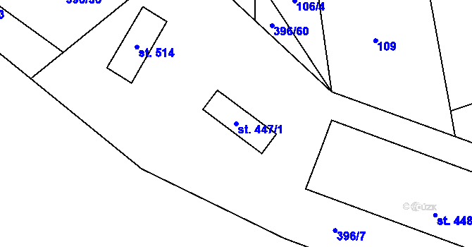 Parcela st. 447/1 v KÚ Vysoké Pole, Katastrální mapa