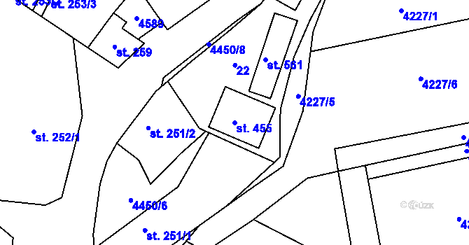 Parcela st. 455 v KÚ Vysoké Pole, Katastrální mapa