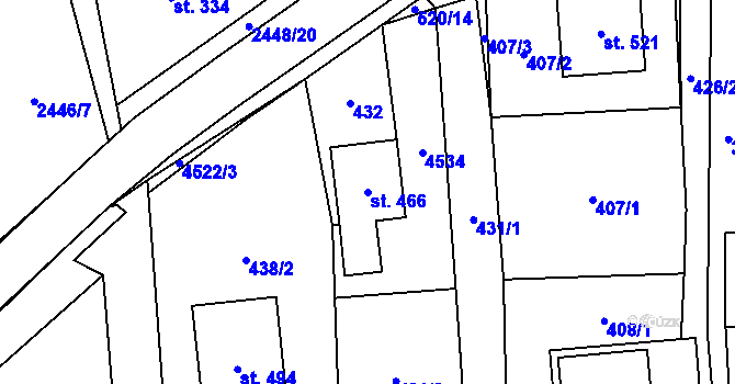 Parcela st. 466 v KÚ Vysoké Pole, Katastrální mapa