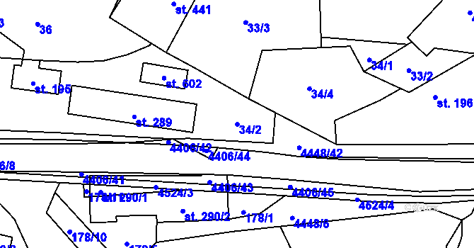Parcela st. 34/2 v KÚ Vysoké Pole, Katastrální mapa